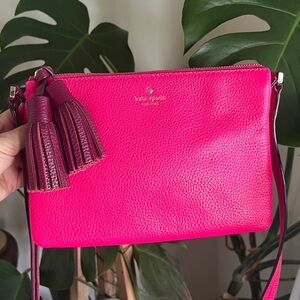Kate Spade Bright Pink Crossbody Bag with Tassel Accents